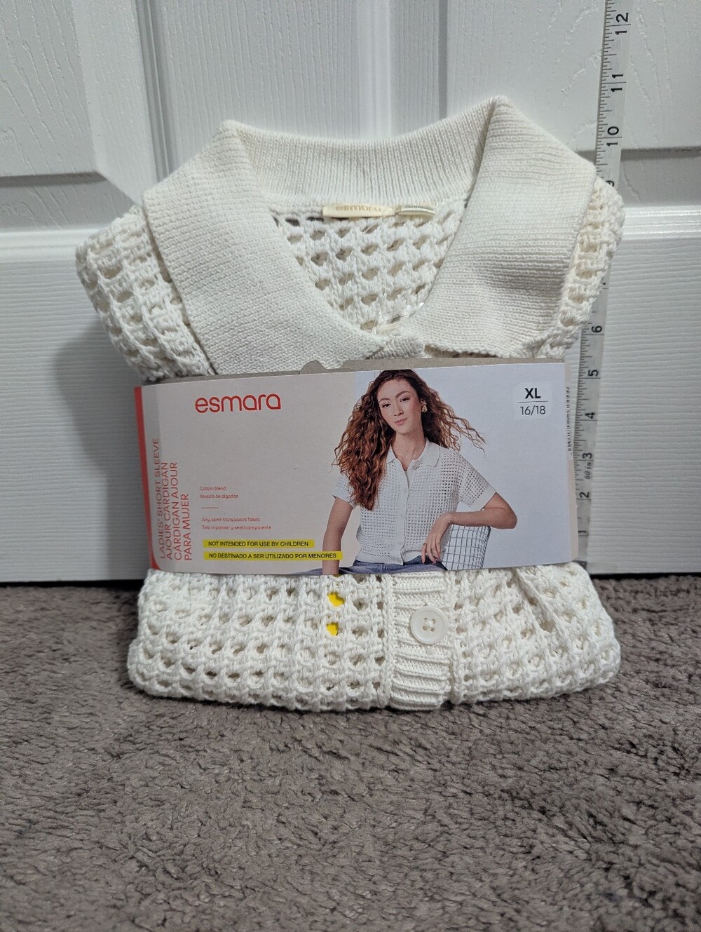 Esmara Women’s Cream Open-Knit Button-Down Top NWT